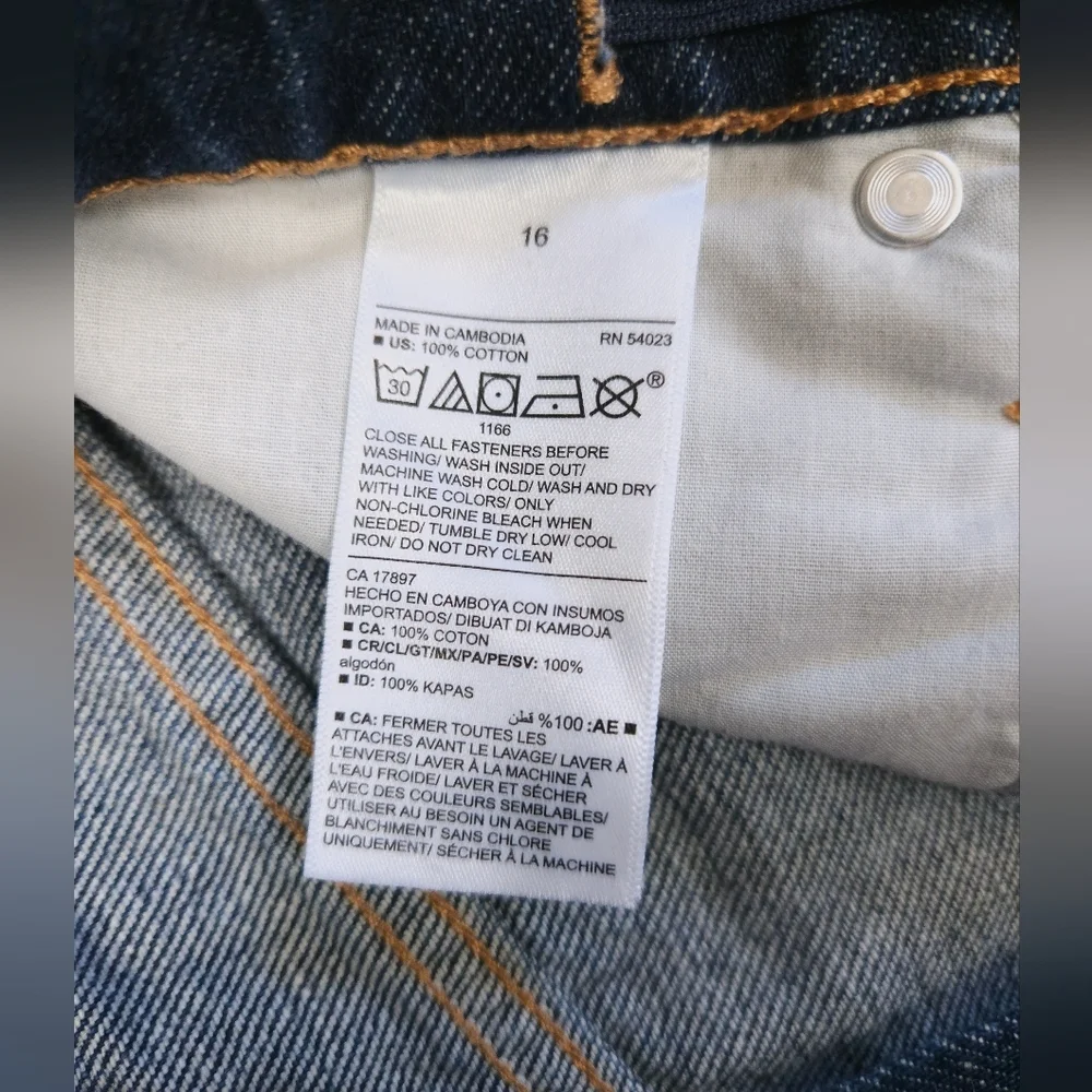 NWT Old Navy Girls Blue Denim Jeans High Rise Slouchy Straight 16
